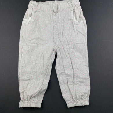Girls Dymples, floral lightweight cotton pants, elasticated, GUC, size 1,  