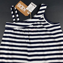 Load image into Gallery viewer, Girls Cotton On, navy stripe soft cotton asymmetrical dress, NEW, size 4, L: 59cm