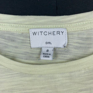Girls Witchery, lemon lightweight short sleeve top, FUC, size 8,  