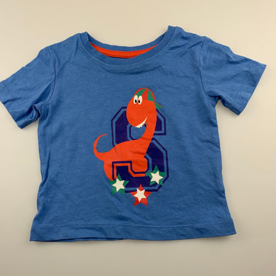 Boys Tilt, blue cotton t-shirt / top, dinosaur, GUC, size 0,  