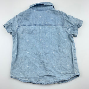Boys Young Original, chambray cotton short sleeve shirt, GUC, size 1,  
