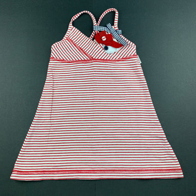 Girls Esprit, red stripe cotton casual dress, EUC, size 3 months, L: 39cm
