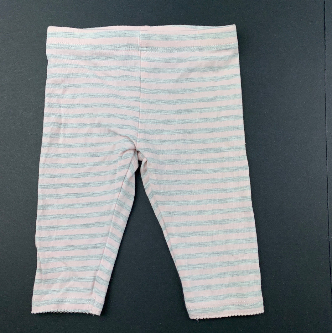Girls Sprout, pink & grey stripe leggings / bottoms, EUC, size 000,  