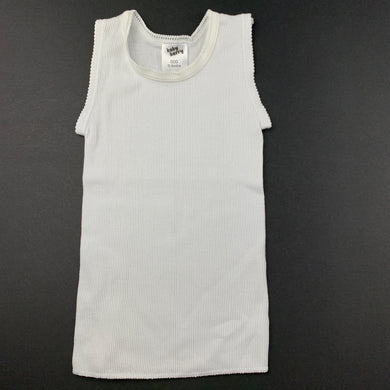 unisex Baby Berry, white ribbed cotton singlet top, EUC, size 000,  