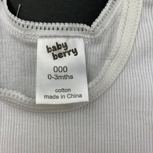 unisex Baby Berry, white ribbed cotton singlet top, EUC, size 000,  