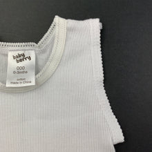 Load image into Gallery viewer, unisex Baby Berry, white ribbed cotton singlet top, EUC, size 000,  