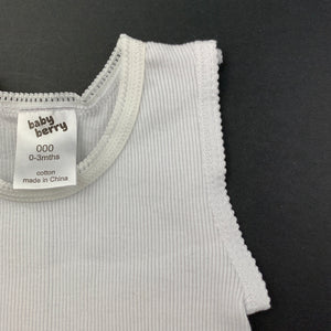 unisex Baby Berry, white ribbed cotton singlet top, EUC, size 000,  