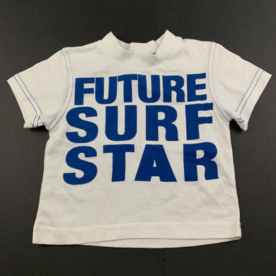 Boys Target, white cotton t-shirt / top, surf, FUC, size 00,  