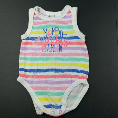 Girls Mambo, striped stretchy singletsuit / romper, FUC, size 00,  