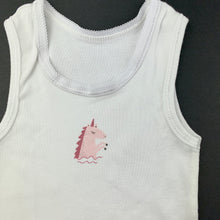 Load image into Gallery viewer, Girls Anko, white cotton singlet top, unicorn, GUC, size 0,  