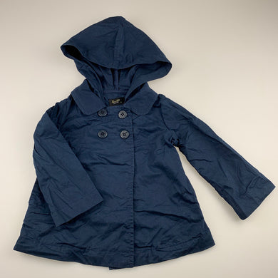 Girls Bardot Junior, navy cotton lightweight jacket / coat, GUC, size 2,  