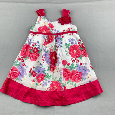 Girls Origami, lined floral cotton summer dress, FUC, size 1, L: 48cm