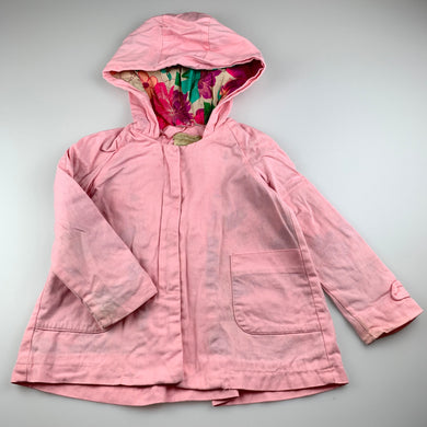 Girls Lily & Dan, floral lined pink cotton lightweight jacket, marks on cuffs, FUC, size 5,  
