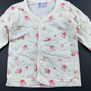 Girls Pink Rabbit, floral cotton long sleeve top, GUC, size 0000,  