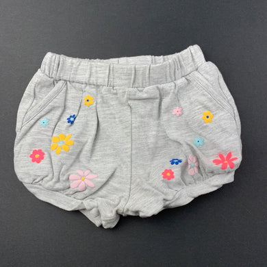 Girls Cotton On, grey cotton shorts, elasticated, GUC, size 0,  