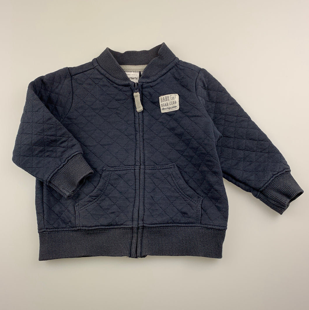 Boys Carters, blue quilted lightweight sweater, wash faded, FUC, size 00,  