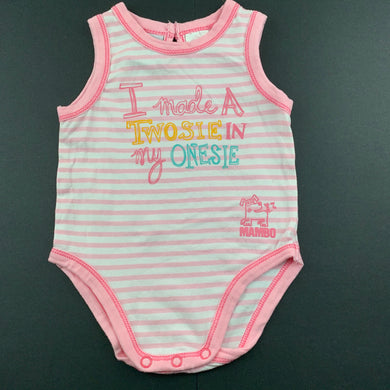 Girls Mambo, stretchy striped singletsuit / romper, GUC, size 00,  