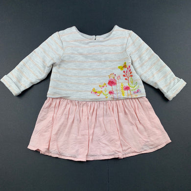 Girls Dymples, long sleeve casual dress, care labels removed, GUC, size 00, L: 33cm