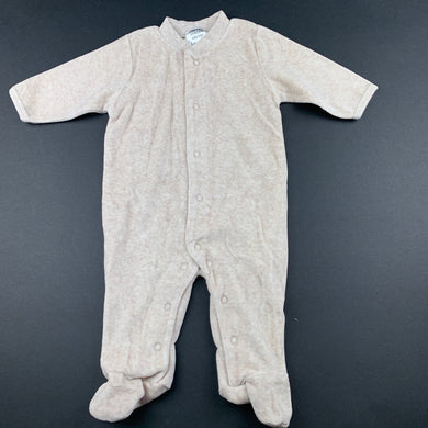 unisex Dymples, beige soft velour romper, EUC, size 000,  