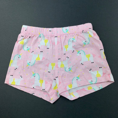 Girls Kids & Co, pink stripe cotton shorts, unicorns, EUC, size 00,  