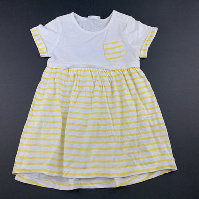 Girls Next, yellow & white stripe cotton casual dress, EUC, size 0, L: 43cm