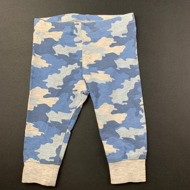 Boys Sprout, blue camo print leggings / bottoms, EUC, size 000,  