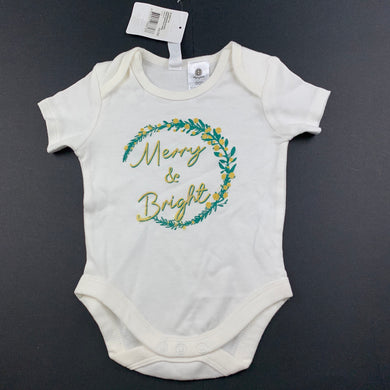 Girls Dymples, cream cotton Christmas bodysuit / romper, NEW, size 000,  