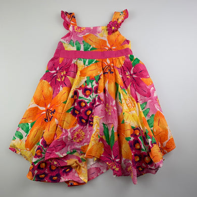 Girls Target, colourful cotton summer dress, GUC, size 1, L: 46cm approx
