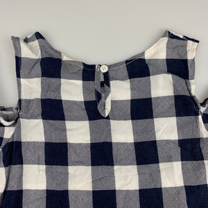 Girls Cotton On, lightweight navy check casual dress, care labels removed, GUC, size 6, L: 63cm
