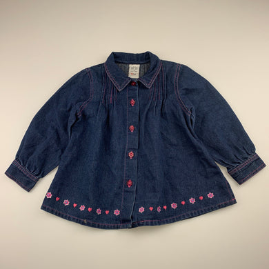 Girls Target, dark denim & metallic thread long sleeve shirt, GUC, size 3,  