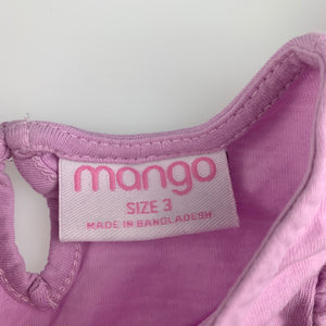 Girls Mango, lilac cotton t-shirt / top, EUC, size 3,  