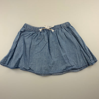 Girls H&T, chambray cotton skirt, elastiated, GUC, size 4,  