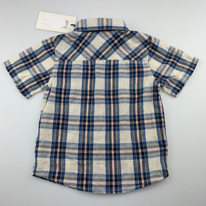Boys Name It, checked cotton short sleeve shirt, NEW, size 2,  