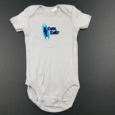 Boys Pekkle, grey cotton bodysuit / romper, surf, GUC, size 00,  