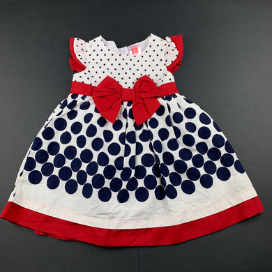 Girls Carters, lined cotton party dress, FUC, size 6 months, L: 40cm