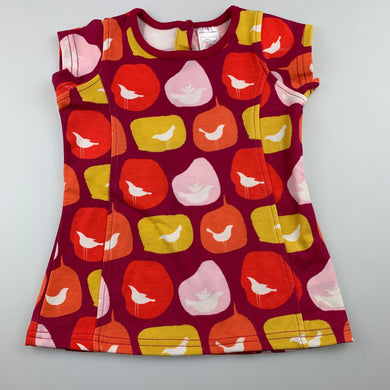 Girls Baby Charlie & Me, colourful casual dress, birds, GUC, size 00, L: 36cm