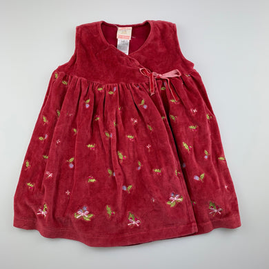 Girls Humphrey's Corner, lined embroidered velour dress, GUC, size 0, L: 43cm