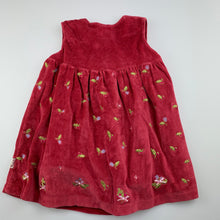 Load image into Gallery viewer, Girls Humphrey&#39;s Corner, lined embroidered velour dress, GUC, size 0, L: 43cm