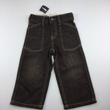Load image into Gallery viewer, Boys Gap, dark brown denim pants, adjustable, NEW, size 2