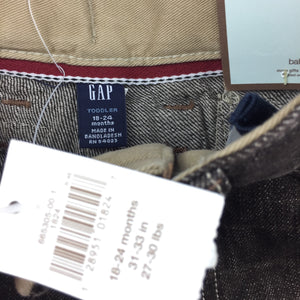 Boys Gap, dark brown denim pants, adjustable, NEW, size 2