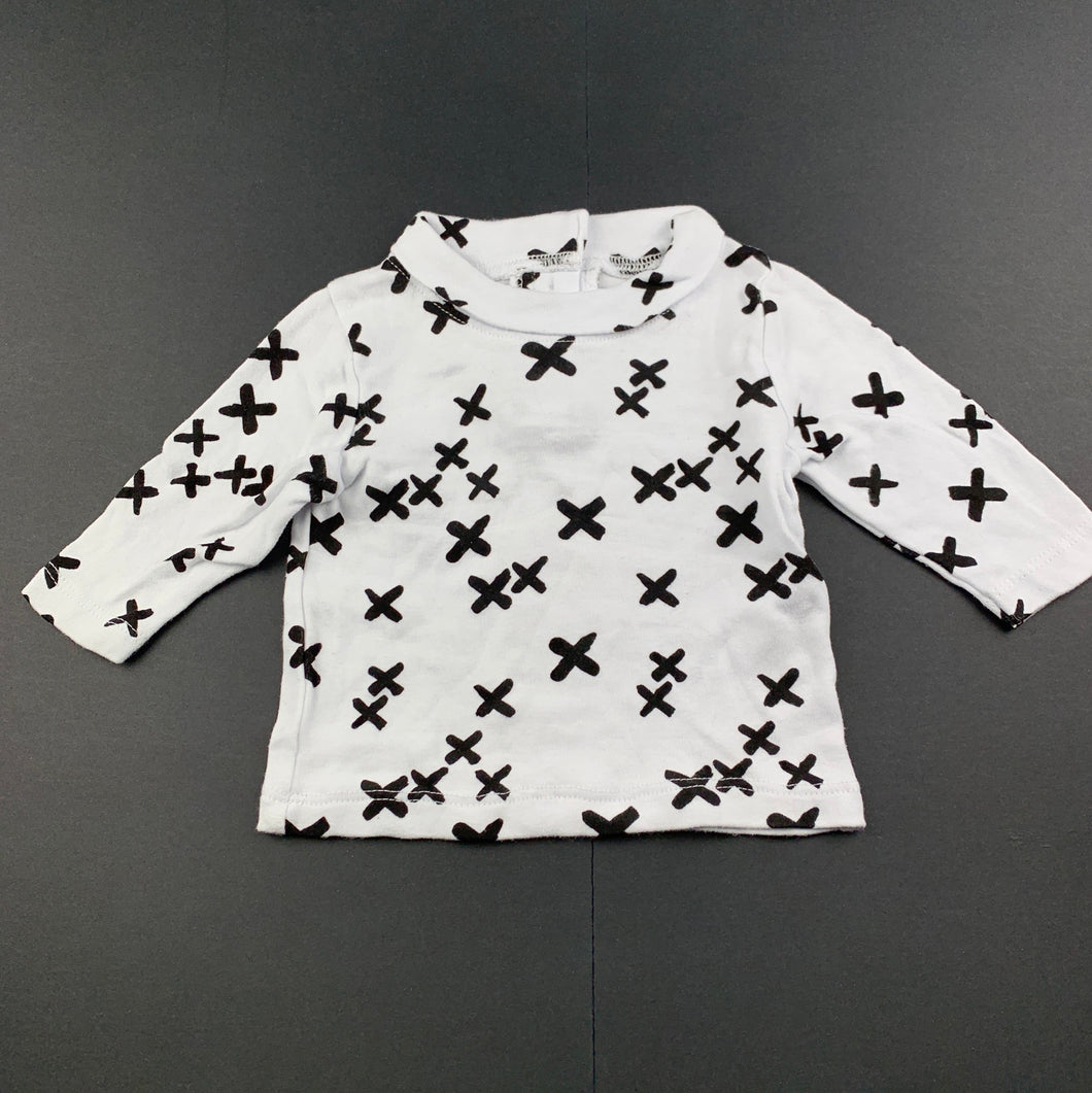 Girls Baby Berry, black & white cotton long sleeve top, GUC, size 000,  