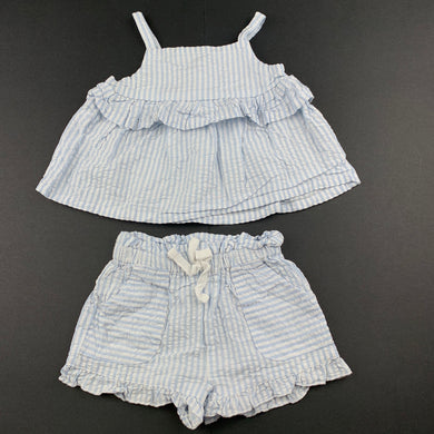 Girls Dymples, blue & white stripe cotton top & shorts, EUC, size 000,  