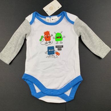 Boys Dymples, soft cotton bodysuit / romper, monsters, NEW, size 000,  