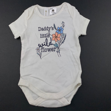 Girls Dymples, white soft cotton bodysuit / romper, flowers, EUC, size 00,  