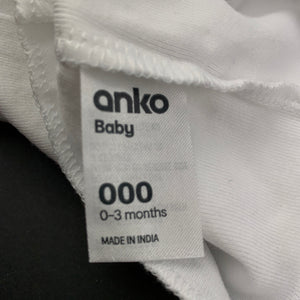 unisex Anko, white cotton singlet top, EUC, size 000,  