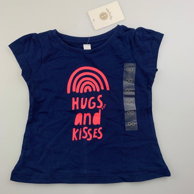 Girls Dymples, navy cotton t-shirt / top, NEW, size 00,  