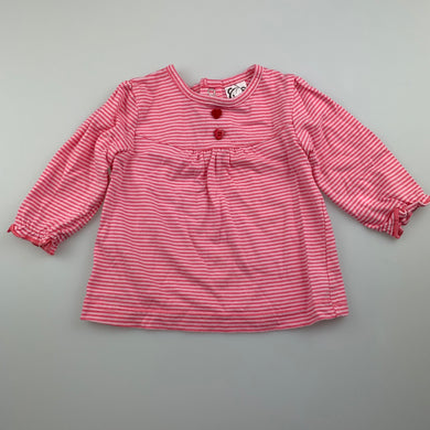Girls Target, pink stripe cotton long sleeve top, GUC, size 00,  
