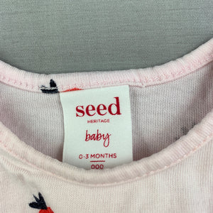 Girls Seed, pink cotton top, strawberries, FUC, size 000,  
