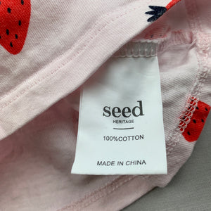 Girls Seed, pink cotton top, strawberries, FUC, size 000,  