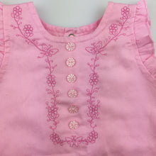 Load image into Gallery viewer, Girls Papoose Layette, cute pink embroidered top, EUC, size 0000